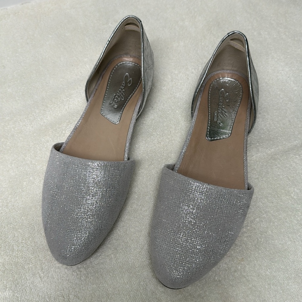 Earthies Brie Metallic Gray Slip-on Flats Size 8